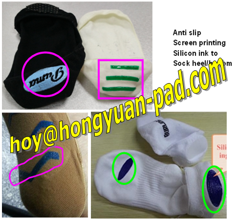 sock heel printing machine | lady sock non slip silicon printing