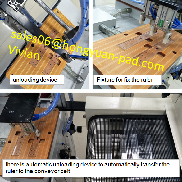 Ruler screen printing machine with unloading table