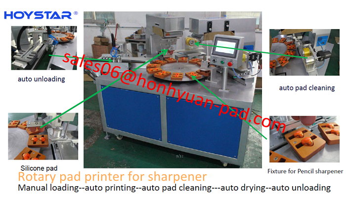 Rotary pad printer machine for sharpener