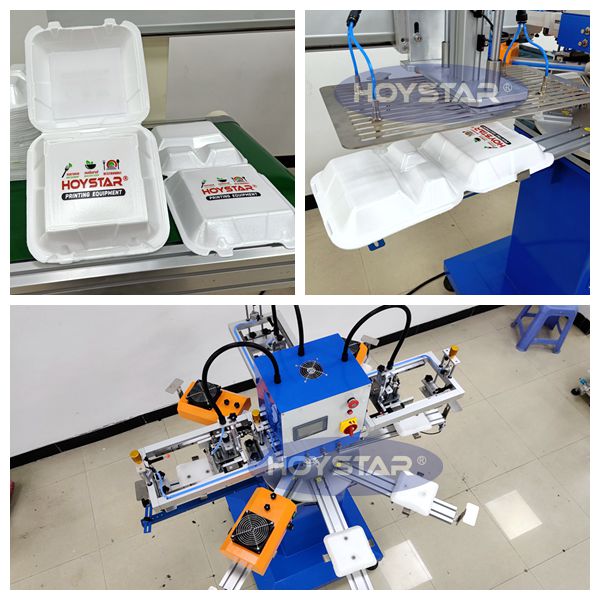 plastic container printing machine, food container printing machine, lunch box printing machine, food box printing machine, foam box printing machine, lunch box screen printing, Disposable lunch box printing machine, disposable food box printing, food box screen printing machine, food container screen printing machine, lunch box screen printing machine, foam box screen printing machine