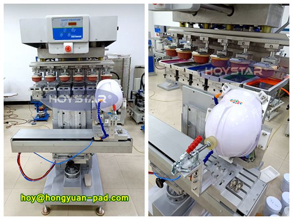 hard hat pad printer,pad printing machine,6 color pad printing machine,safety helmet pad printing machine,helmet printing machine,printing machine for safety helmet, pad printing machine for safety helmet