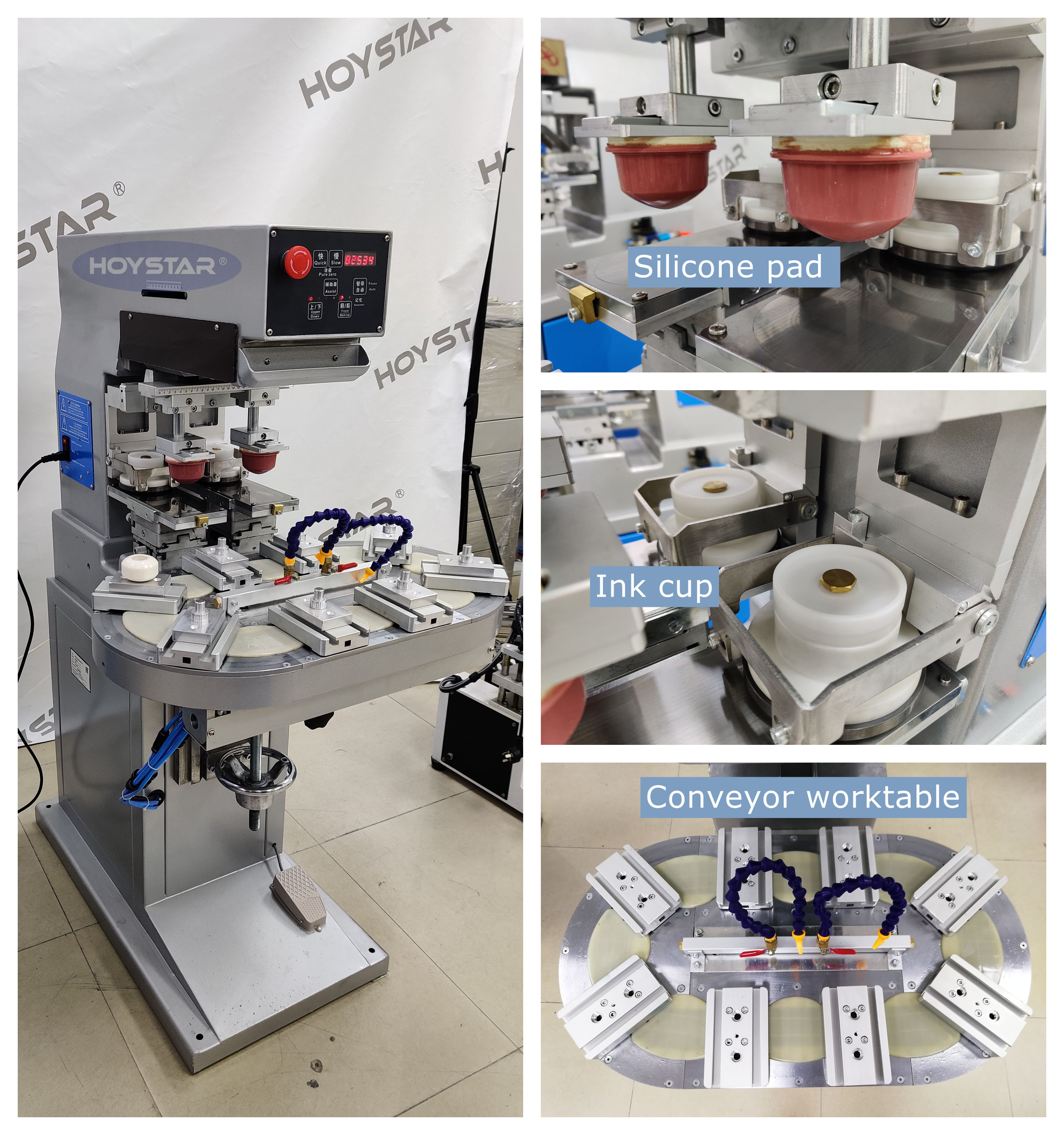 Two Colour Pad Printing Machine with Conveyor